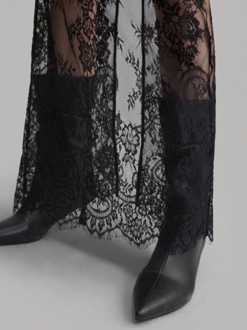 Women Sheer Black Lace Maxi Skirt High Waist Sexy Gothic Mesh Overlay Skirt - Picture 4 of 7